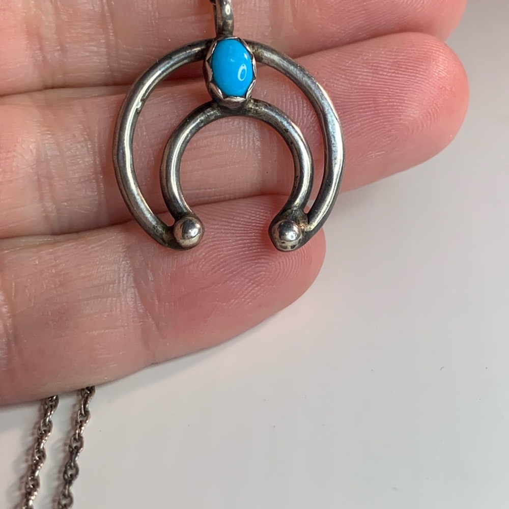 Turquoise Accent Sterling Silver Double-Hoop Pendant Necklace